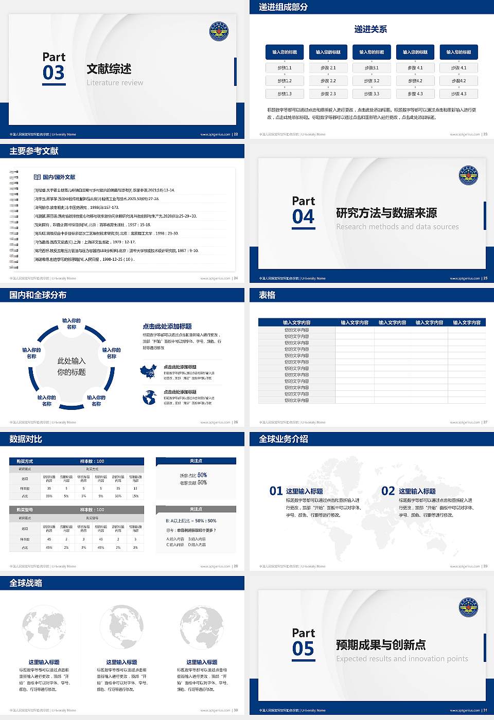 中国人民解放军空军勤务学院硕士研究生/本科生毕业论文答辩/开题报告通用PPT模板16:9格式幻灯片预览图4