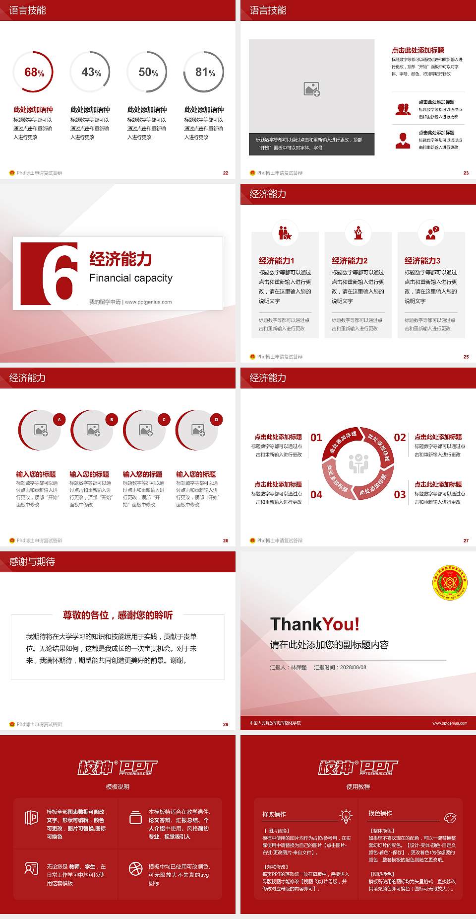 中国人民解放军陆军防化学院PhD博士申请面试/复试答辩通用PPT模板4:3格式幻灯片预览图4