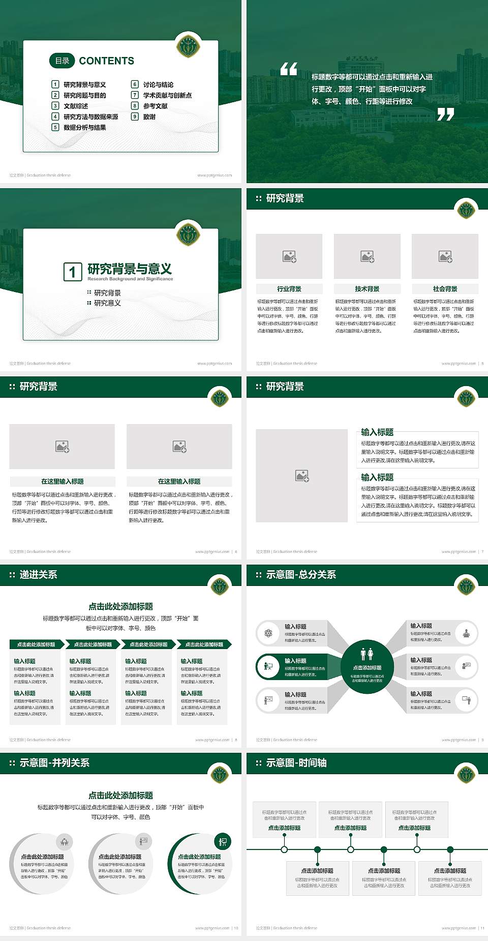 中国人民解放军陆军军医大学论文答辩标准PPT模板4:3格式幻灯片预览图2