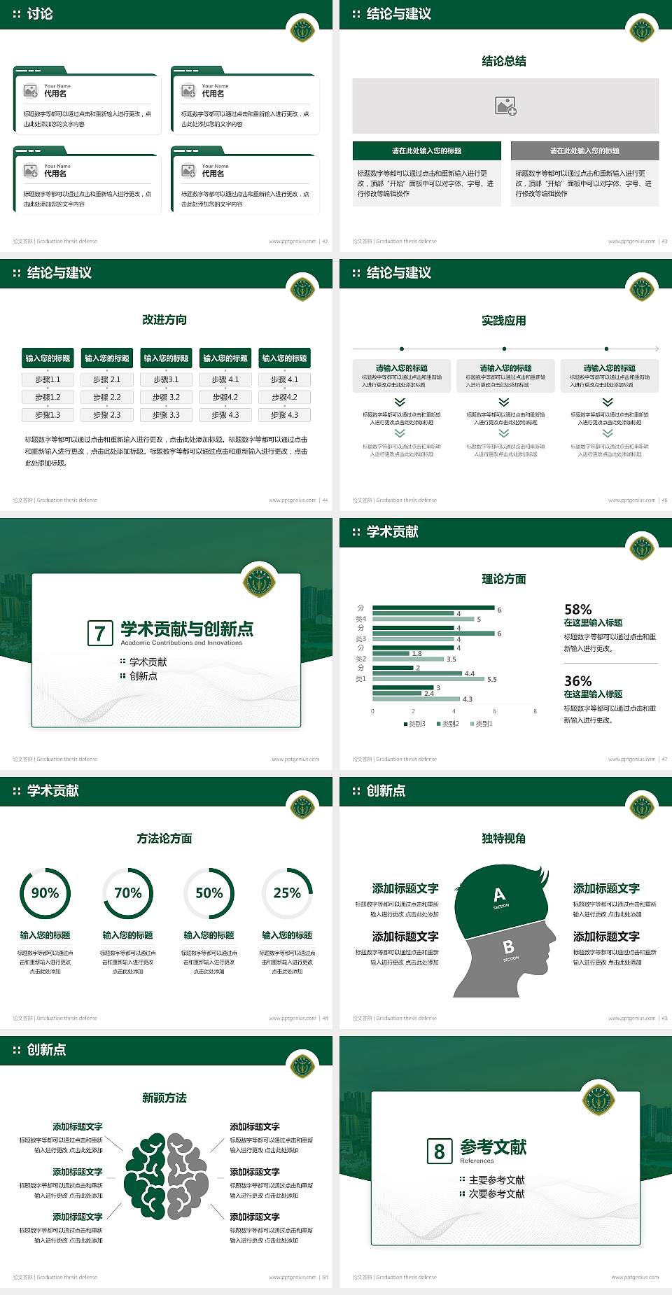 中国人民解放军陆军军医大学论文答辩标准PPT模板4:3格式幻灯片预览图6