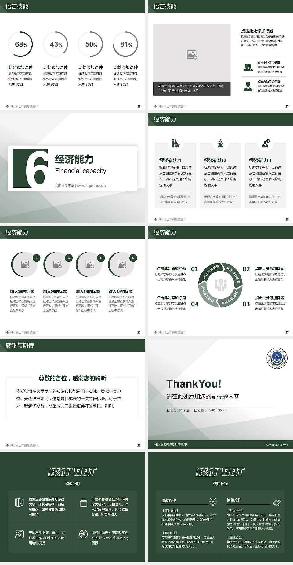 中国人民武装警察部队海警学院PhD博士申请面试/复试答辩通用PPT模板4:3格式幻灯片预览图4