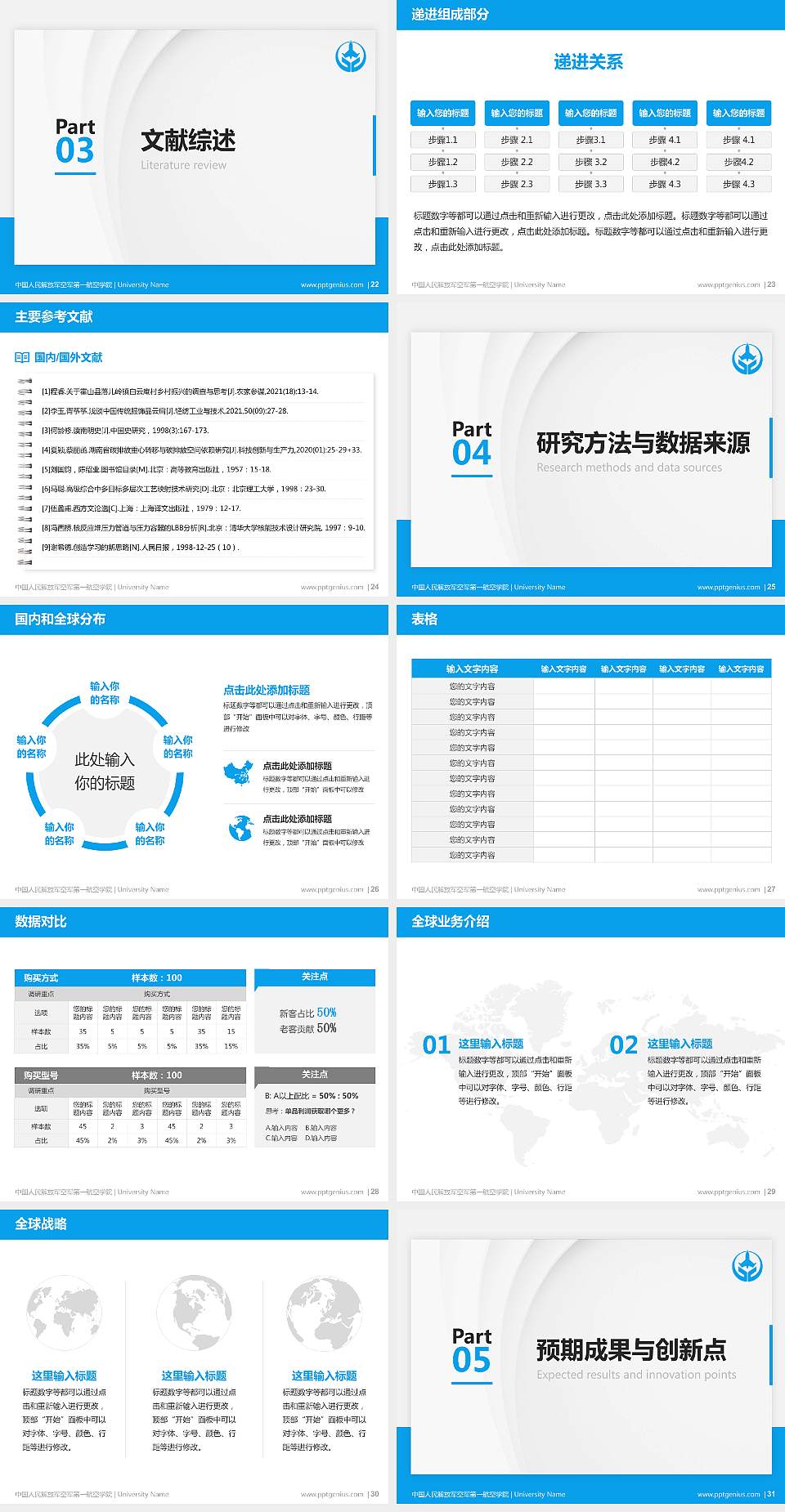 中国人民解放军空军第一航空学院硕士研究生/本科生毕业论文答辩/开题报告通用PPT模板4:3格式幻灯片预览图4