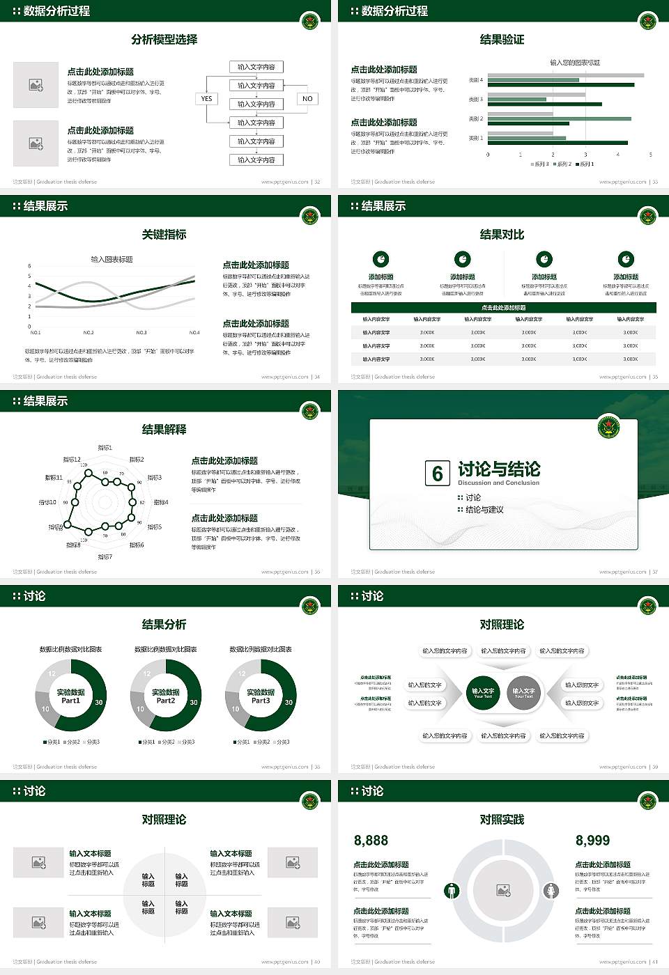 中国人民解放军陆军炮兵防空兵学院论文答辩标准PPT模板16:9格式幻灯片预览图5