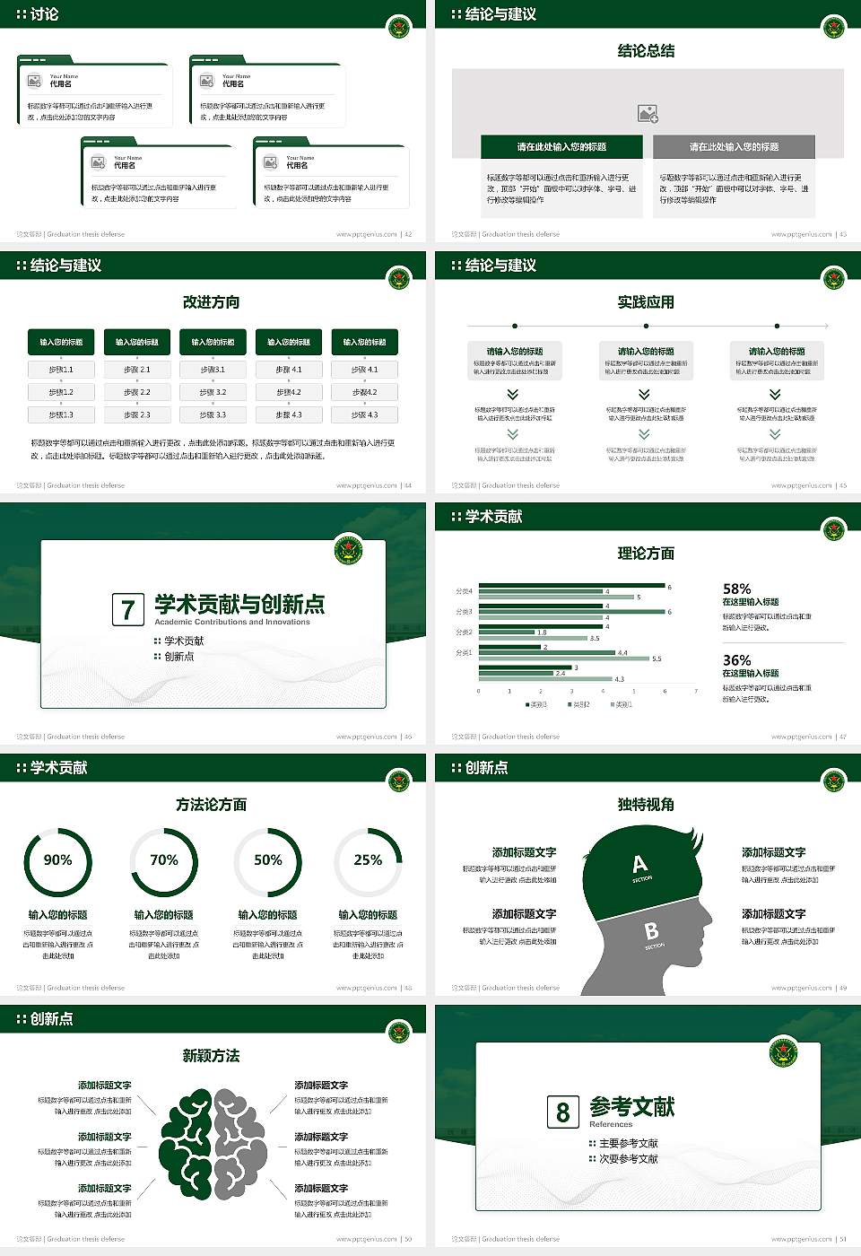 中国人民解放军陆军炮兵防空兵学院论文答辩标准PPT模板16:9格式幻灯片预览图6