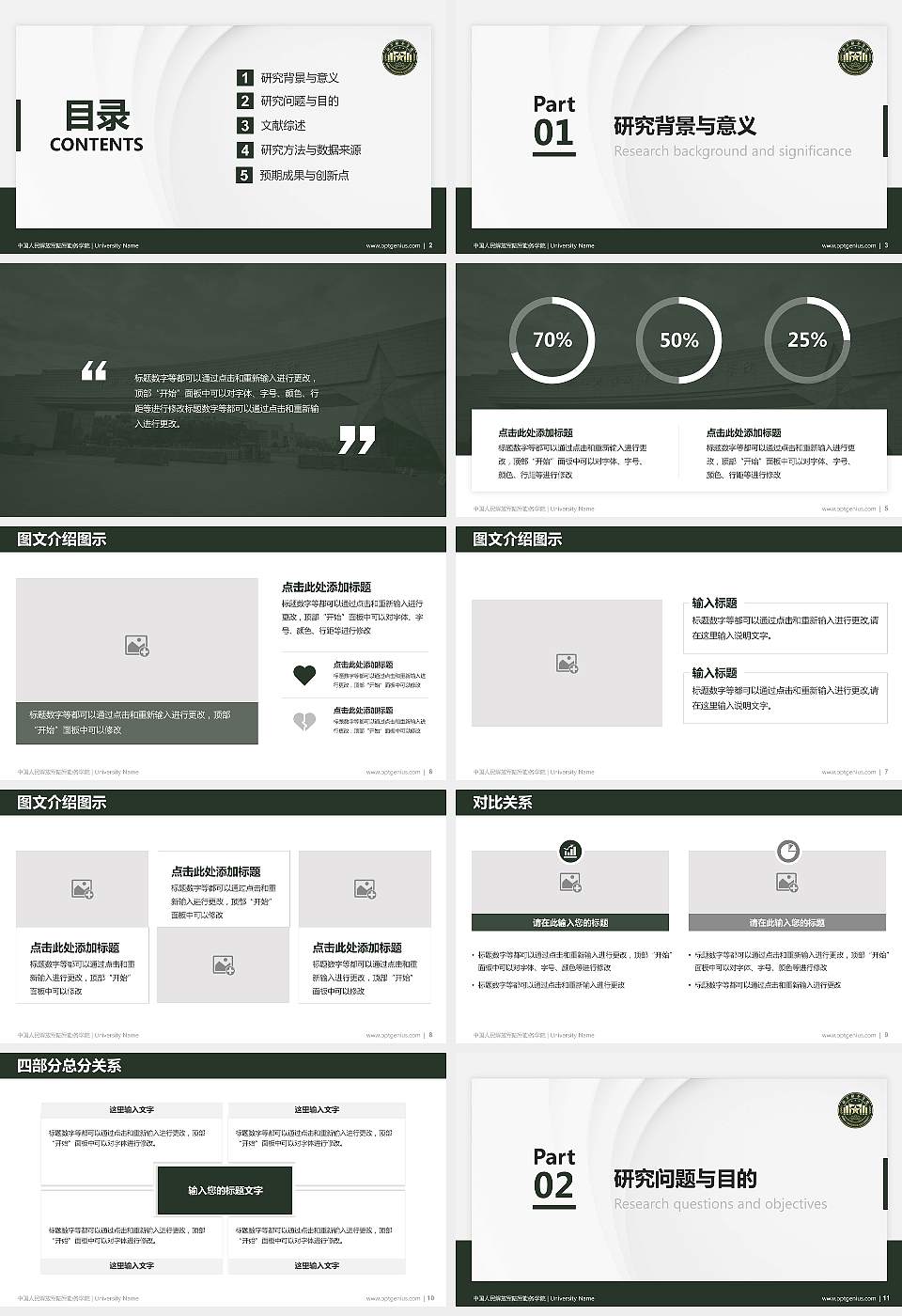 中国人民解放军陆军勤务学院硕士研究生/本科生毕业论文答辩/开题报告通用PPT模板16:9格式幻灯片预览图2