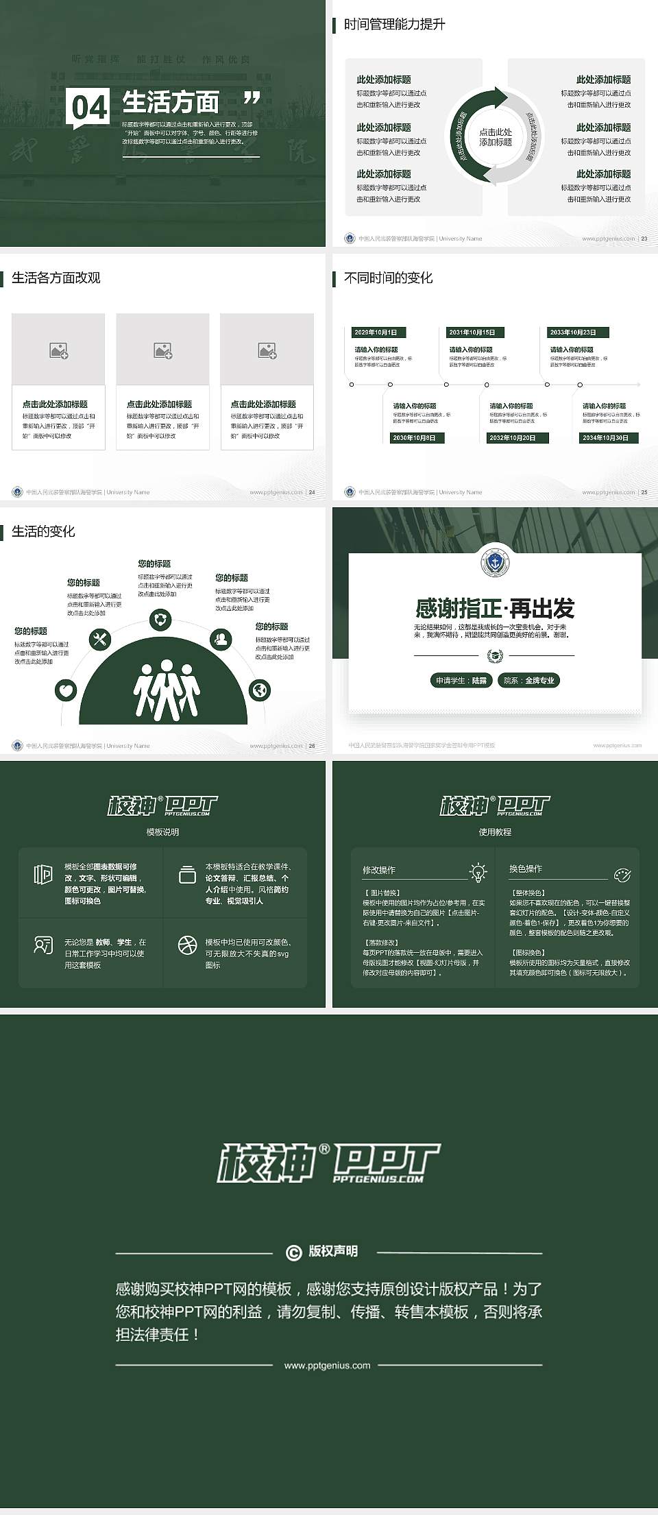 中国人民武装警察部队海警学院专用国家奖学金答辩PPT模板4:3格式幻灯片预览图4