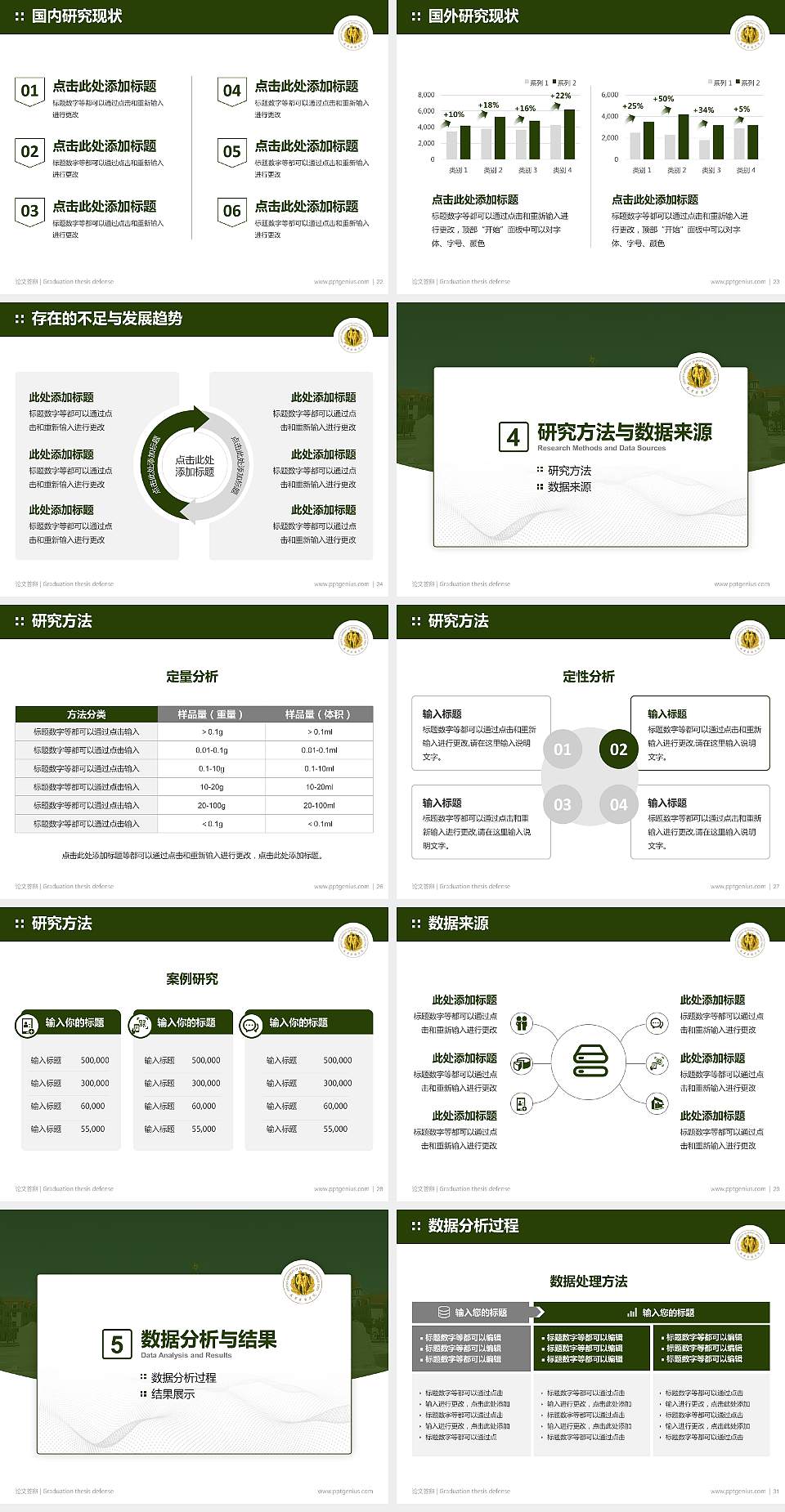 中国人民武装警察部队后勤学院论文答辩标准PPT模板4:3格式幻灯片预览图4