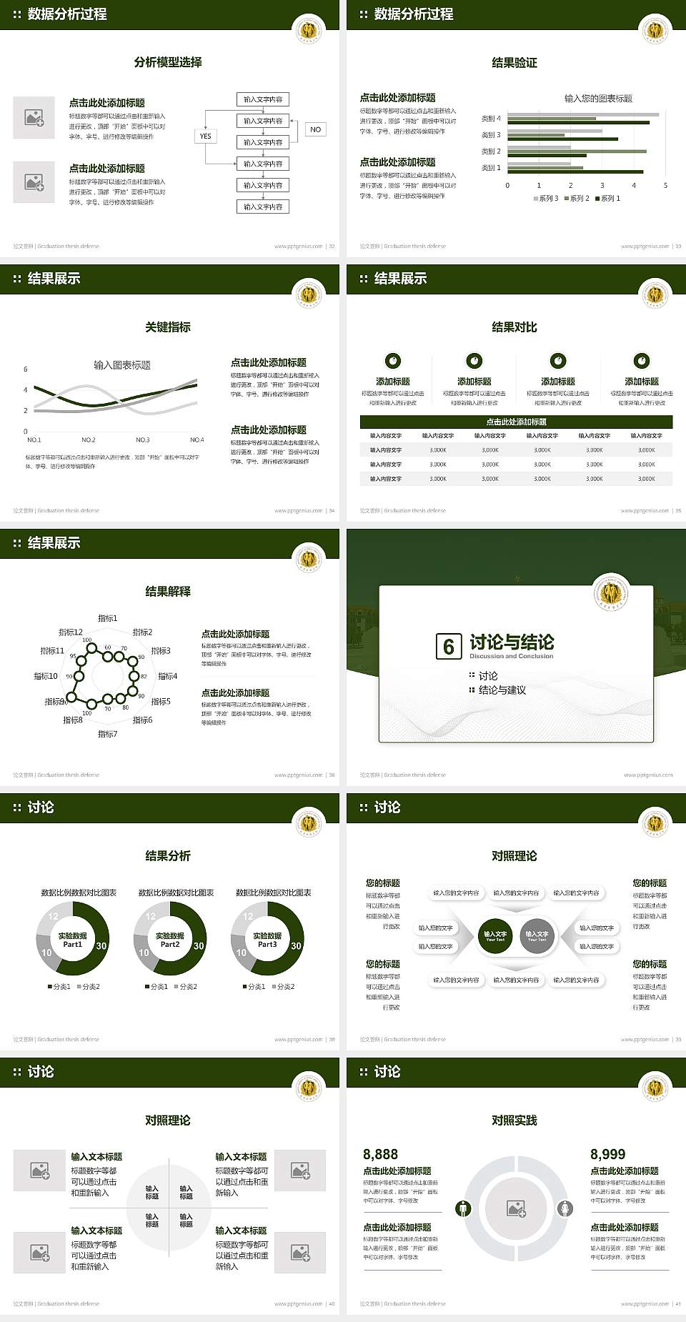 中国人民武装警察部队后勤学院论文答辩标准PPT模板4:3格式幻灯片预览图5