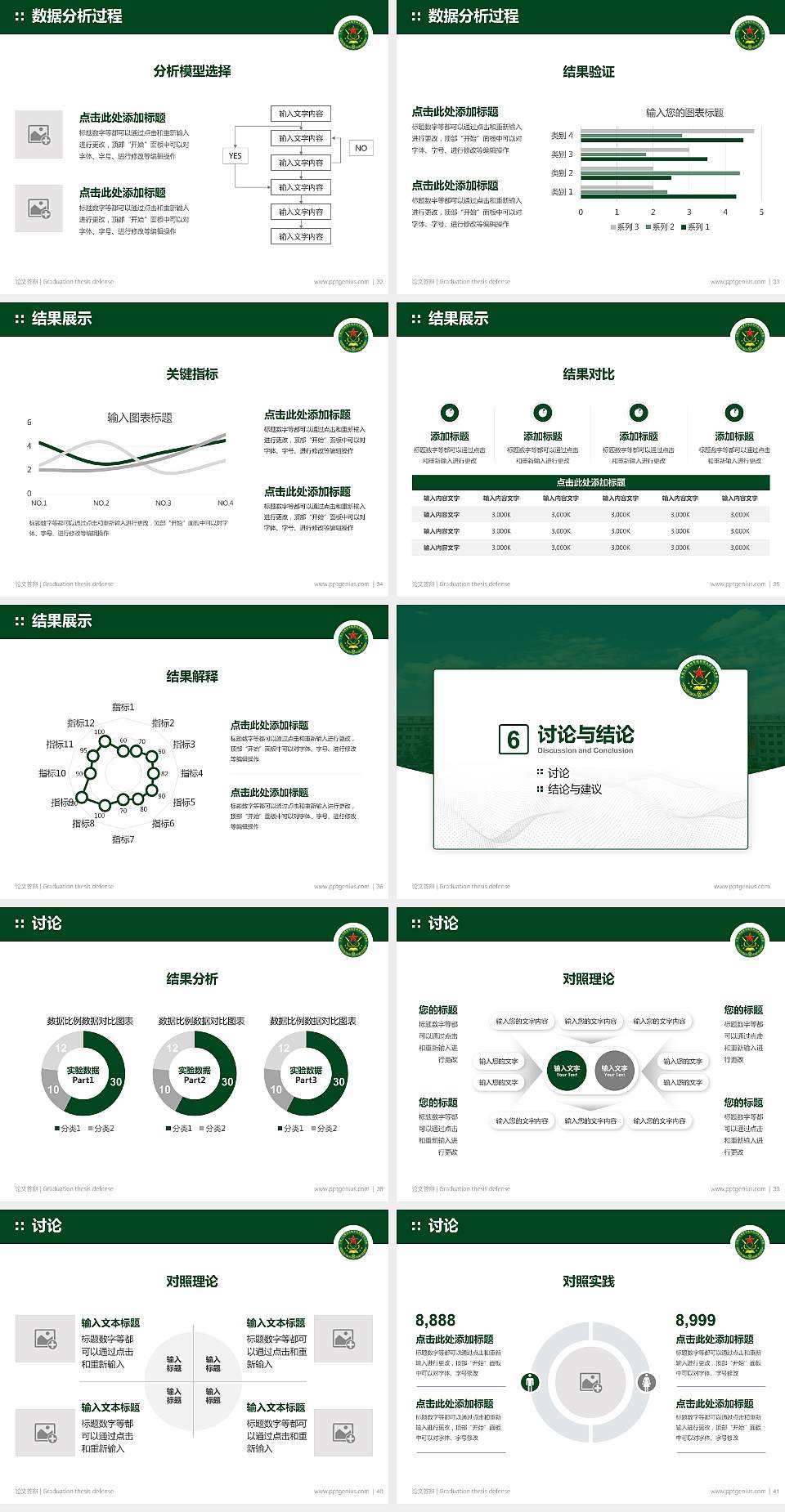 中国人民解放军陆军炮兵防空兵学院论文答辩标准PPT模板4:3格式幻灯片预览图5