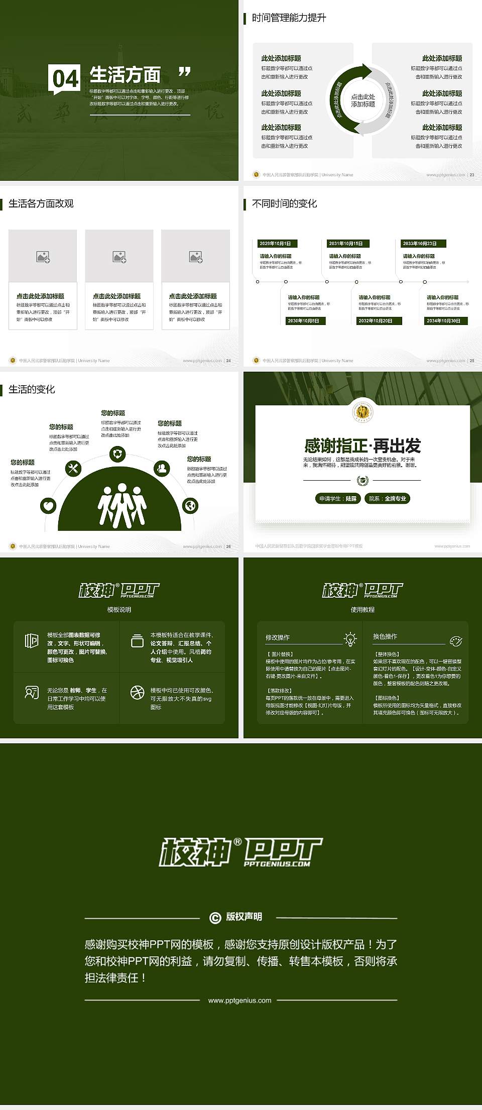 中国人民武装警察部队后勤学院专用国家奖学金答辩PPT模板4:3格式幻灯片预览图4