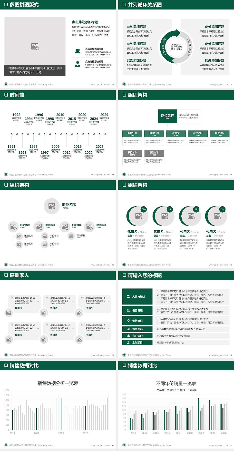 中国人民解放军火箭军工程大学大学通用PPT模板4:3格式幻灯片预览图3