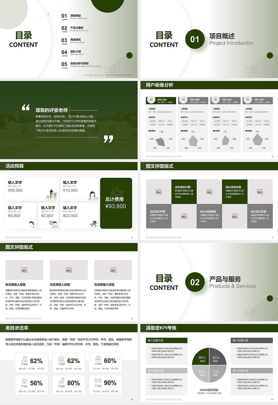 中国人民武装警察部队后勤学院全国大学生创新创业大赛计划书PPT模板16:9格式幻灯片预览图2