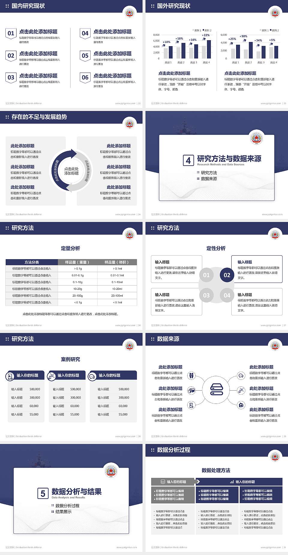 中国人民解放军海军勤务学院论文答辩标准PPT模板4:3格式幻灯片预览图4