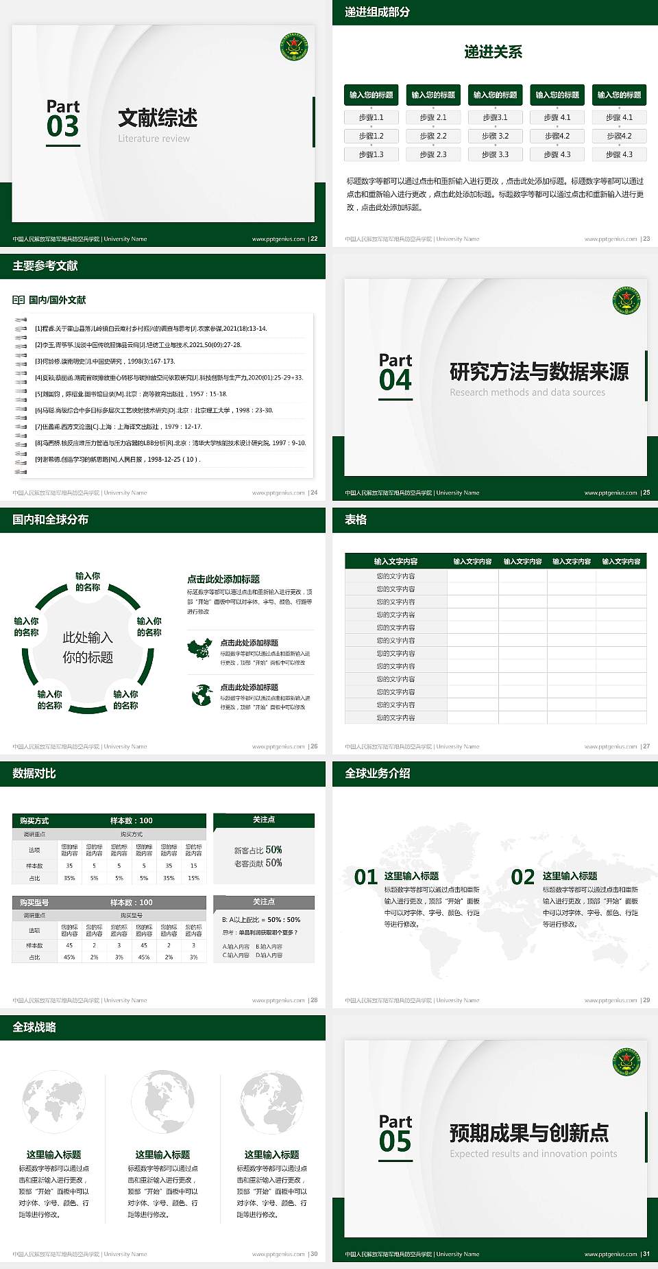 中国人民解放军陆军炮兵防空兵学院硕士研究生/本科生毕业论文答辩/开题报告通用PPT模板4:3格式幻灯片预览图4