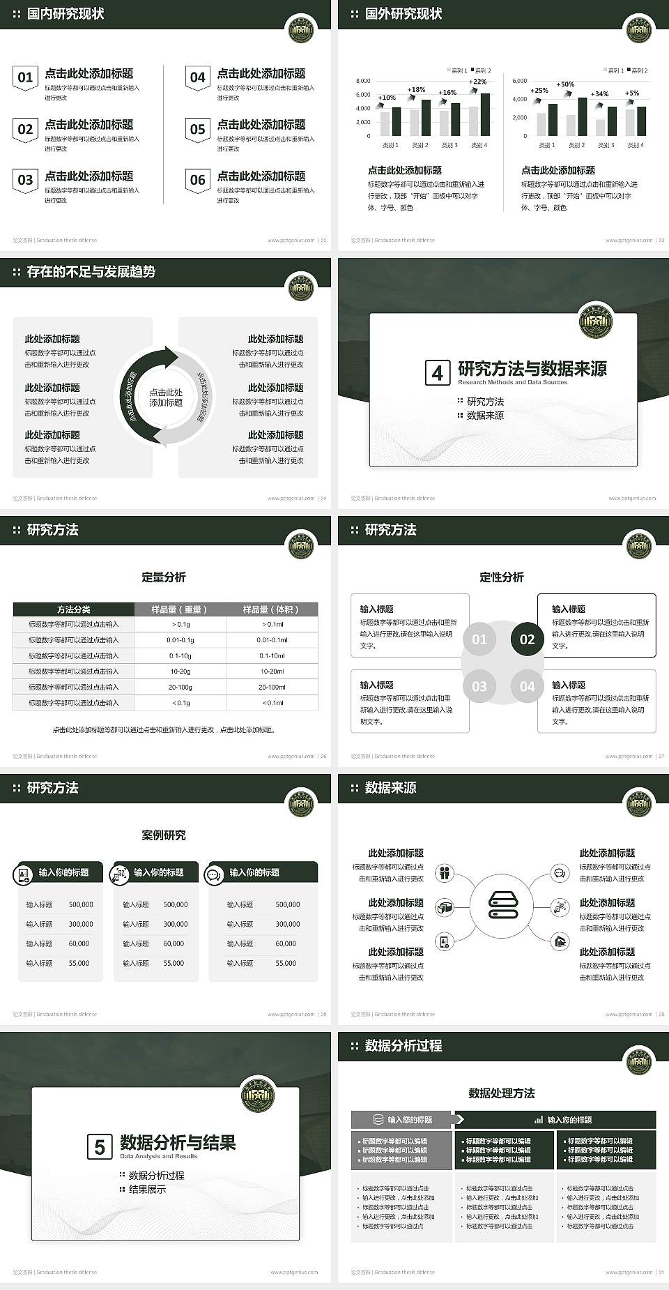 中国人民解放军陆军勤务学院论文答辩标准PPT模板4:3格式幻灯片预览图4