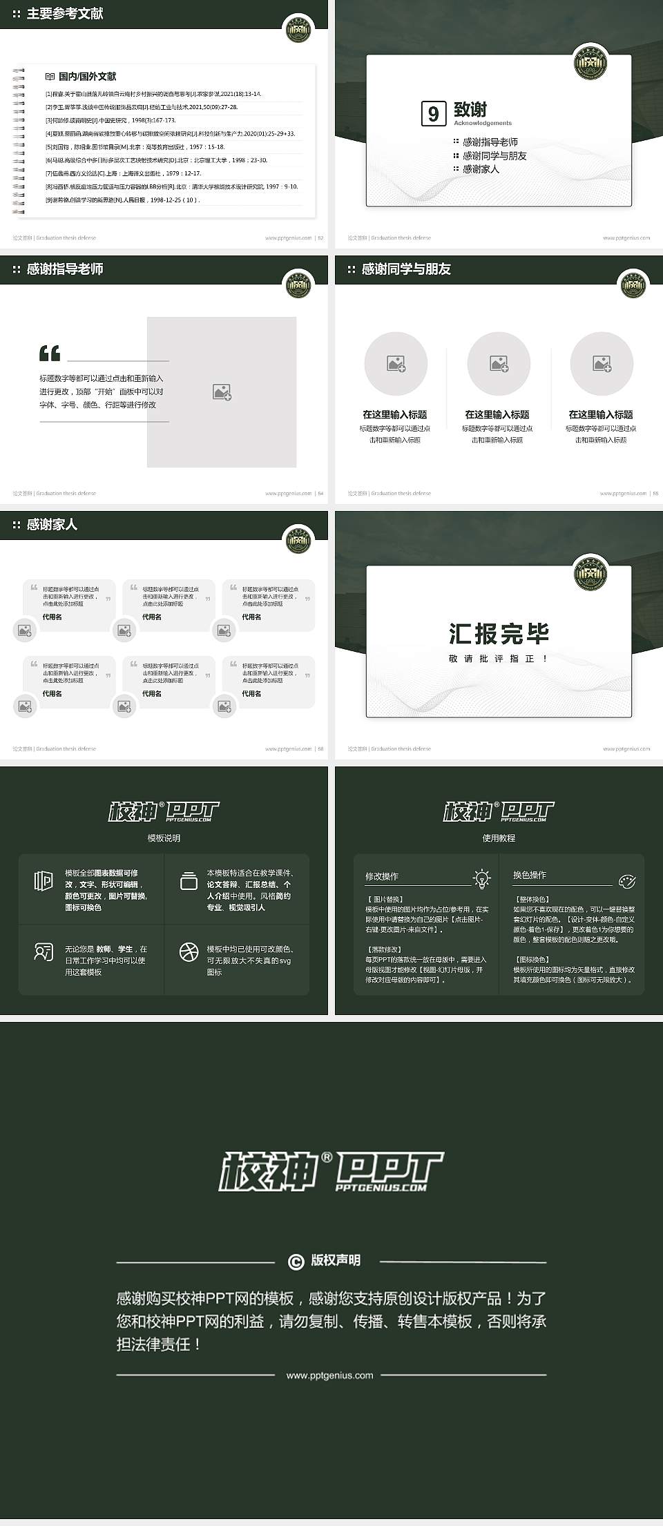 中国人民解放军陆军勤务学院论文答辩标准PPT模板4:3格式幻灯片预览图7