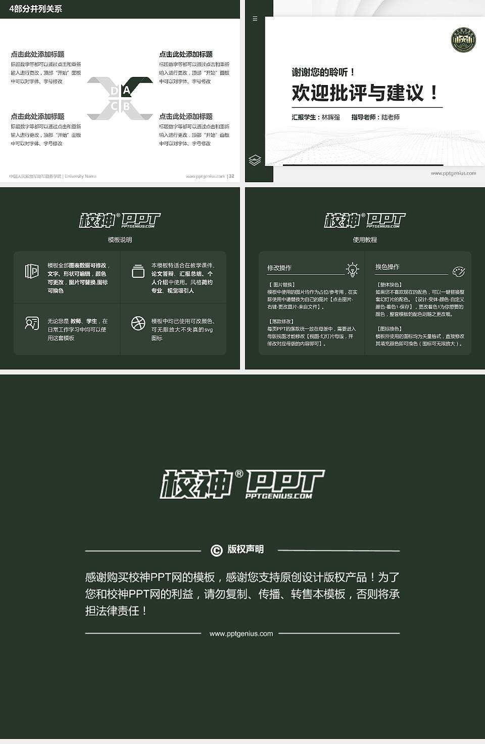 中国人民解放军陆军勤务学院硕士研究生/本科生毕业论文答辩/开题报告通用PPT模板4:3格式幻灯片预览图5