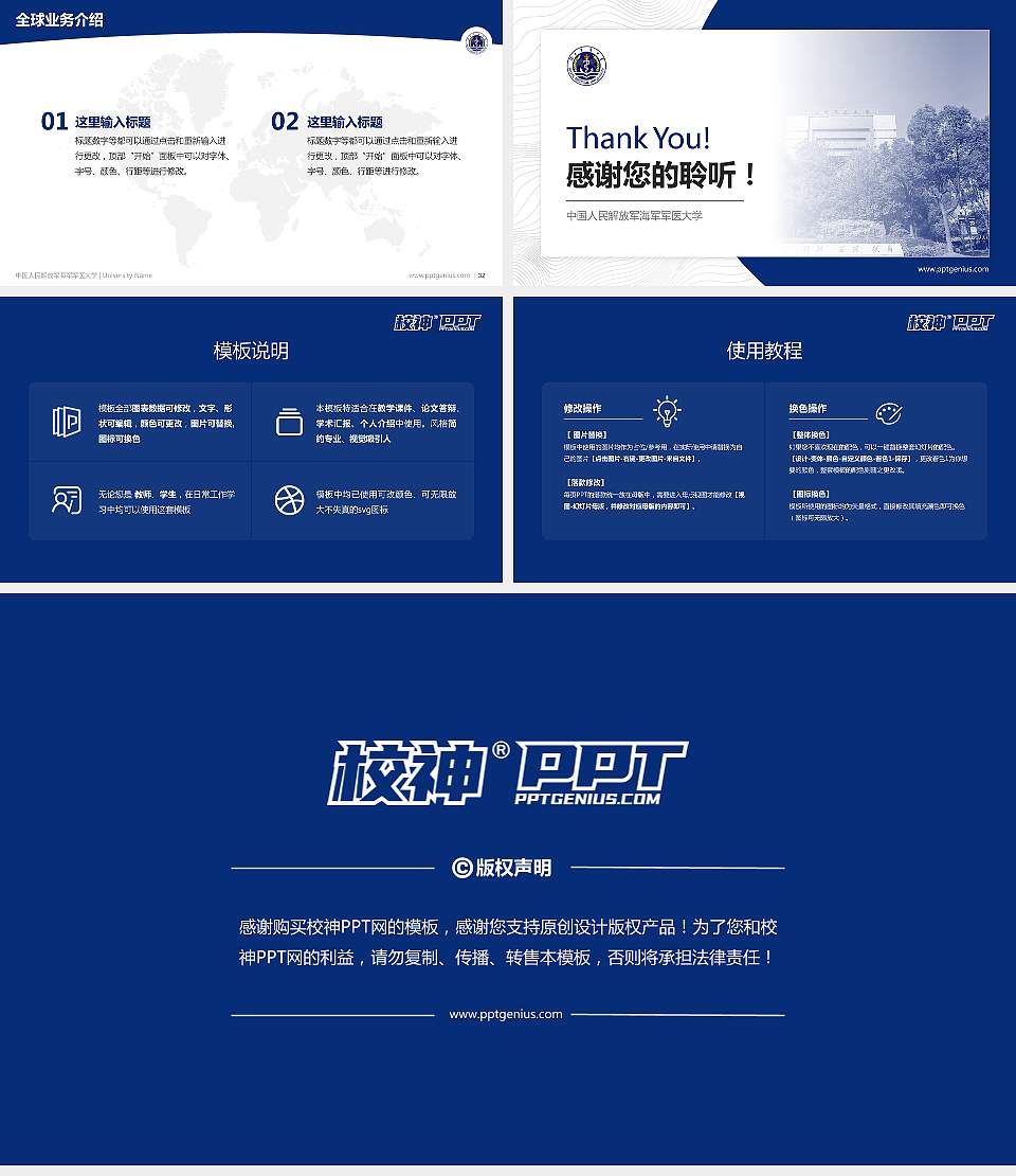 中国人民解放军海军军医大学学术汇报/学术交流研讨会通用PPT模板16:9格式幻灯片预览图5