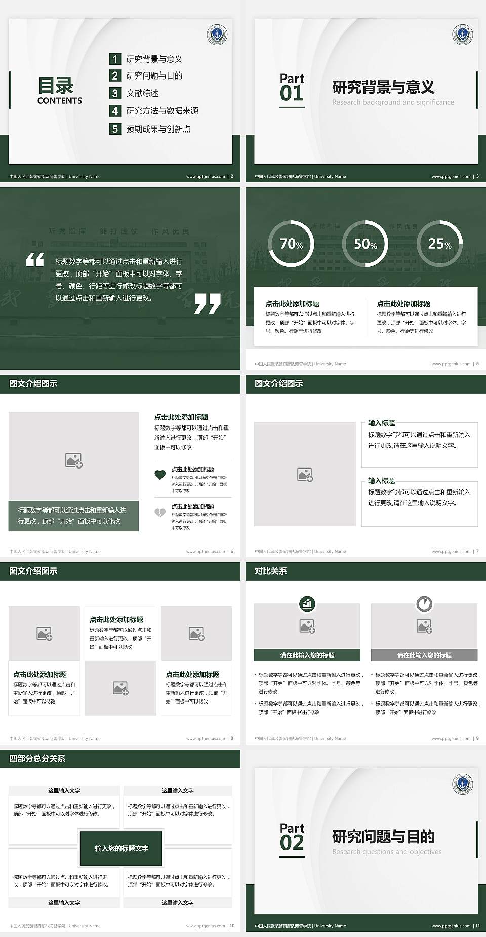 中国人民武装警察部队海警学院硕士研究生/本科生毕业论文答辩/开题报告通用PPT模板4:3格式幻灯片预览图2