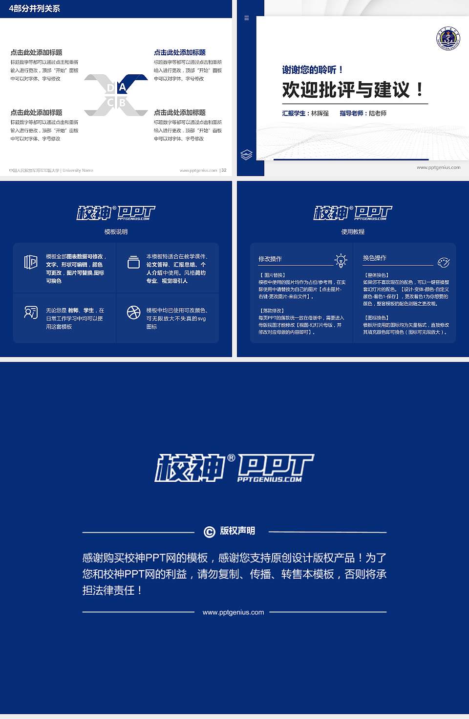 中国人民解放军海军军医大学硕士研究生/本科生毕业论文答辩/开题报告通用PPT模板4:3格式幻灯片预览图5