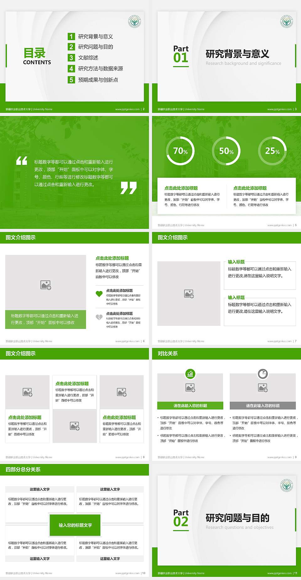 新疆农业职业技术大学硕士研究生/本科生毕业论文答辩/开题报告通用PPT模板4:3格式幻灯片预览图2