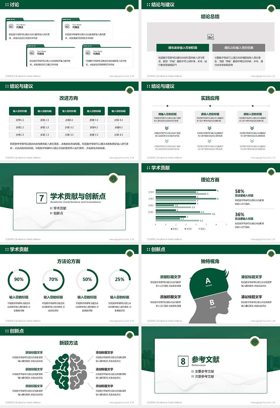 中国人民解放军陆军军医大学论文答辩标准PPT模板16:9格式幻灯片预览图6