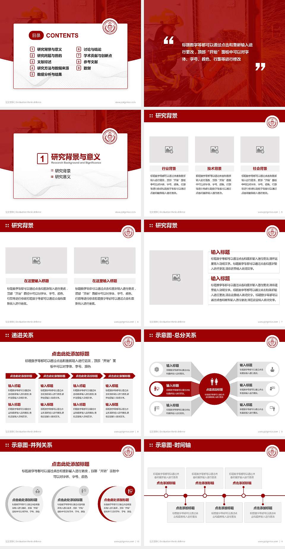 公安消防部队高等专科学校论文答辩标准PPT模板4:3格式幻灯片预览图2