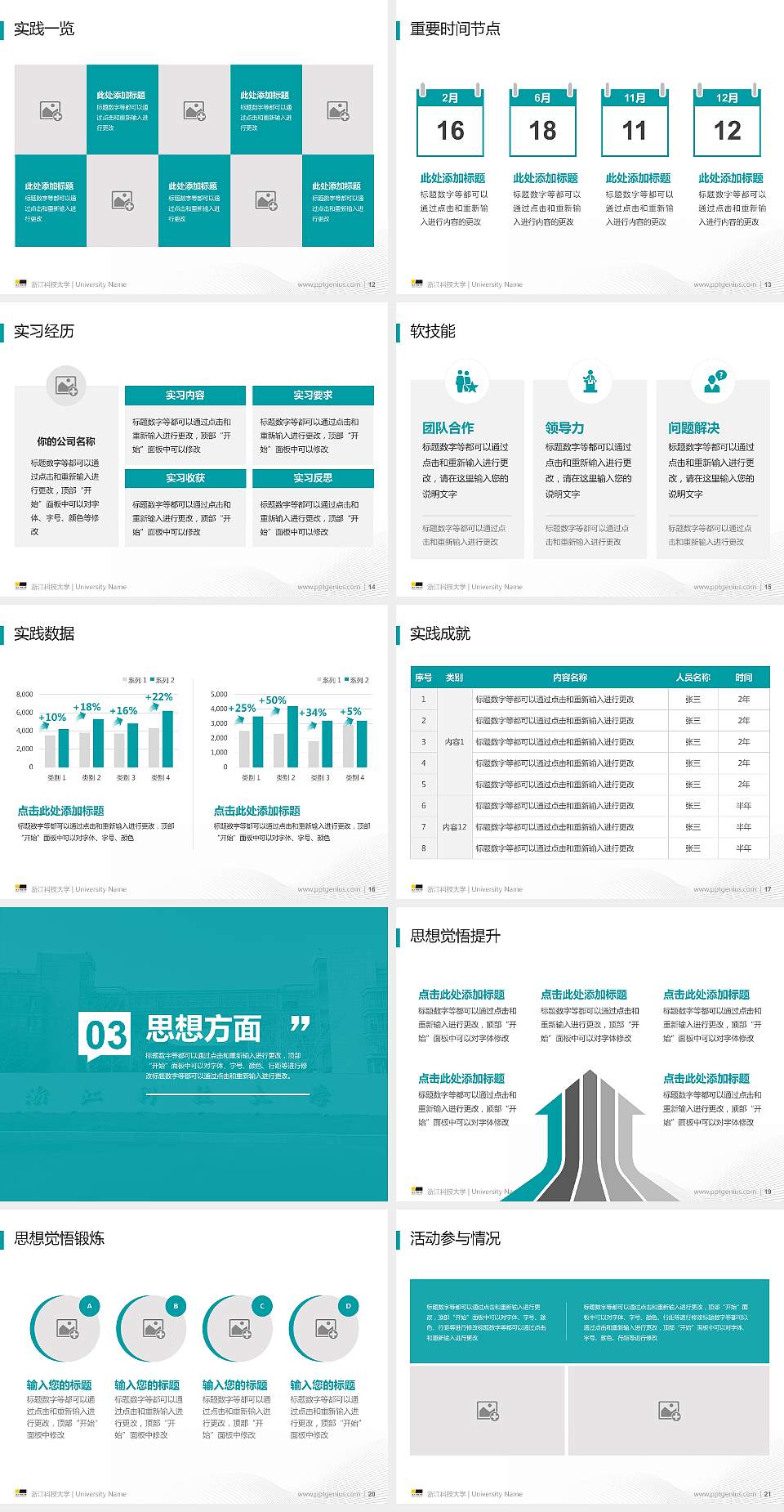 浙江科技大学专用国家奖学金答辩PPT模板4:3格式幻灯片预览图3