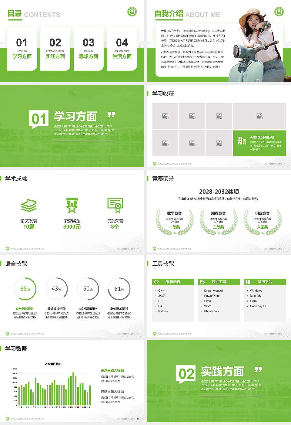 芜湖医药健康职业学院专用国家奖学金答辩PPT模板16:9格式幻灯片预览图2