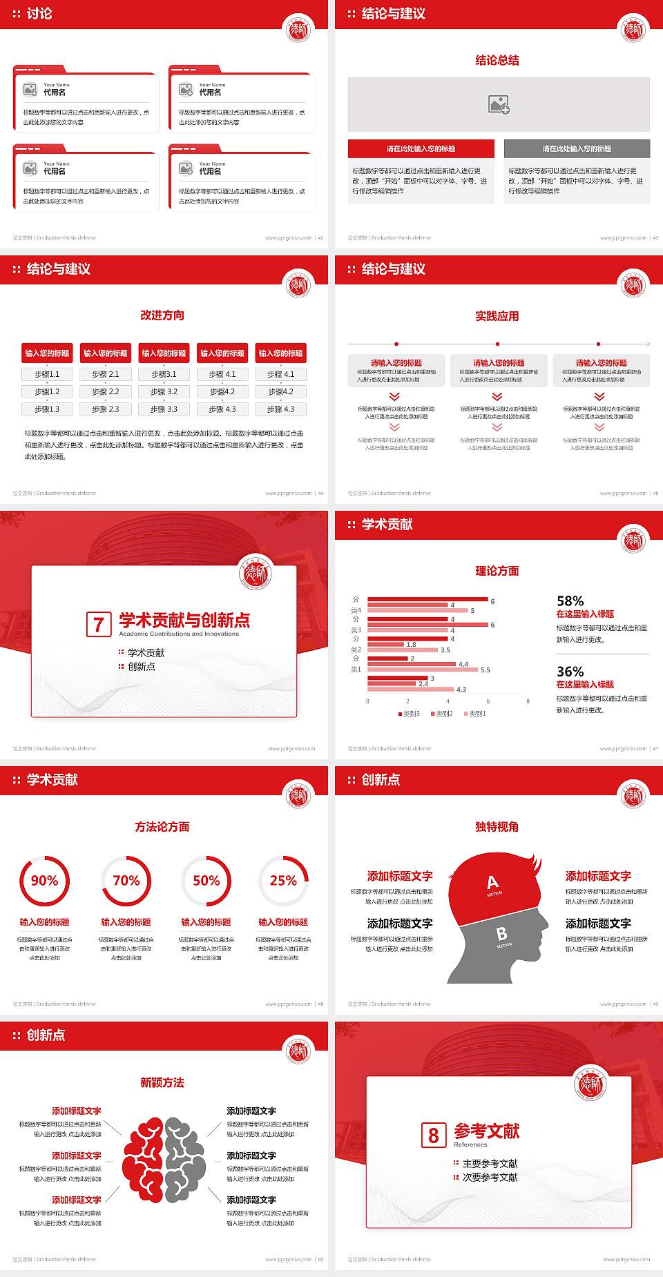 德宏师范学院论文答辩标准PPT模板4:3格式幻灯片预览图6