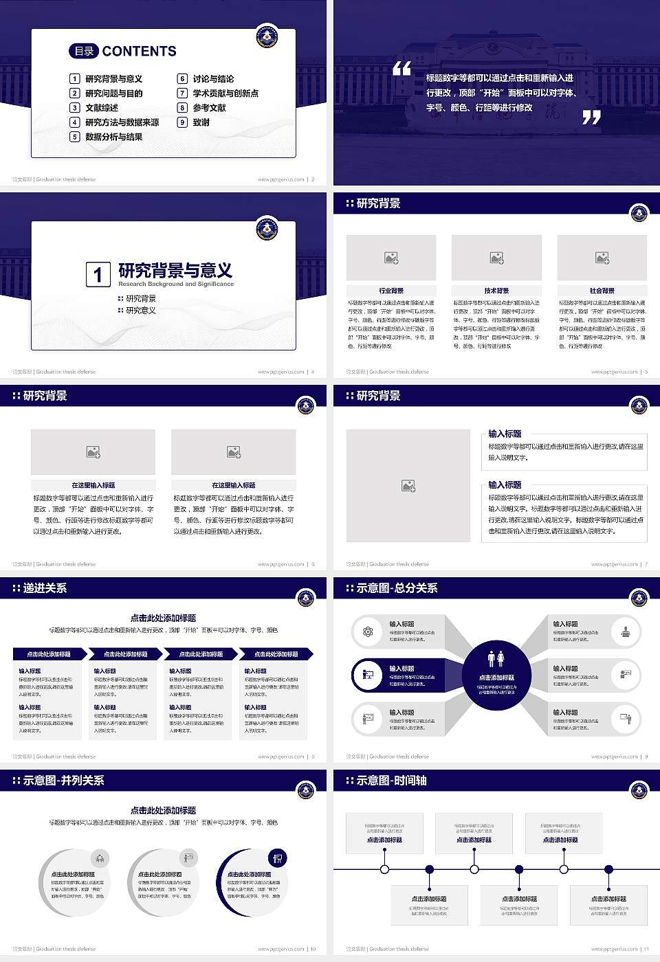 海军潜艇学院论文答辩标准PPT模板16:9格式幻灯片预览图2