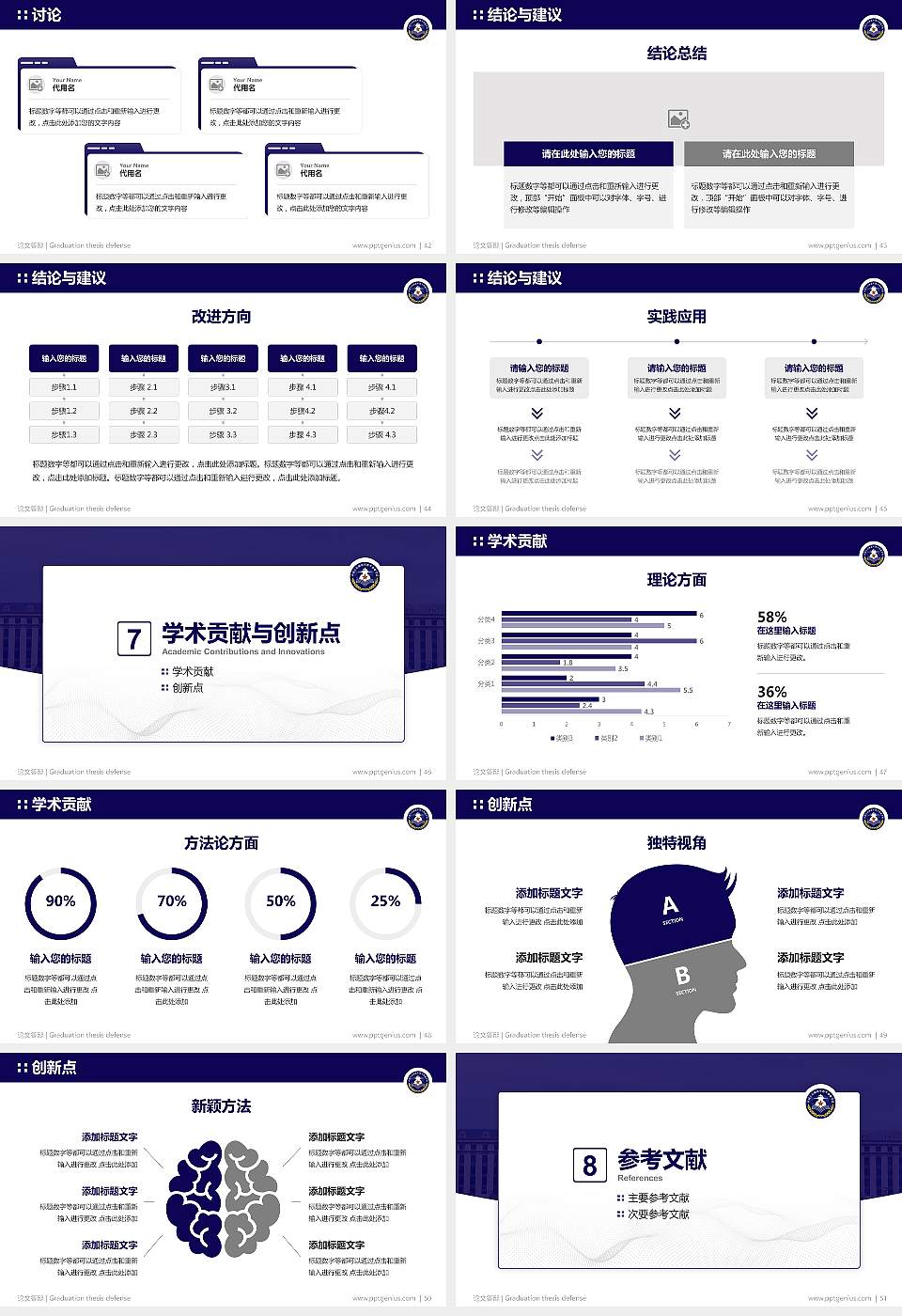 海军潜艇学院论文答辩标准PPT模板16:9格式幻灯片预览图6