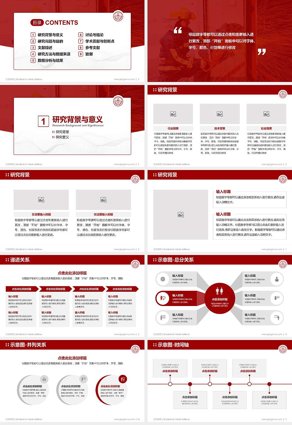 公安消防部队高等专科学校论文答辩标准PPT模板16:9格式幻灯片预览图2