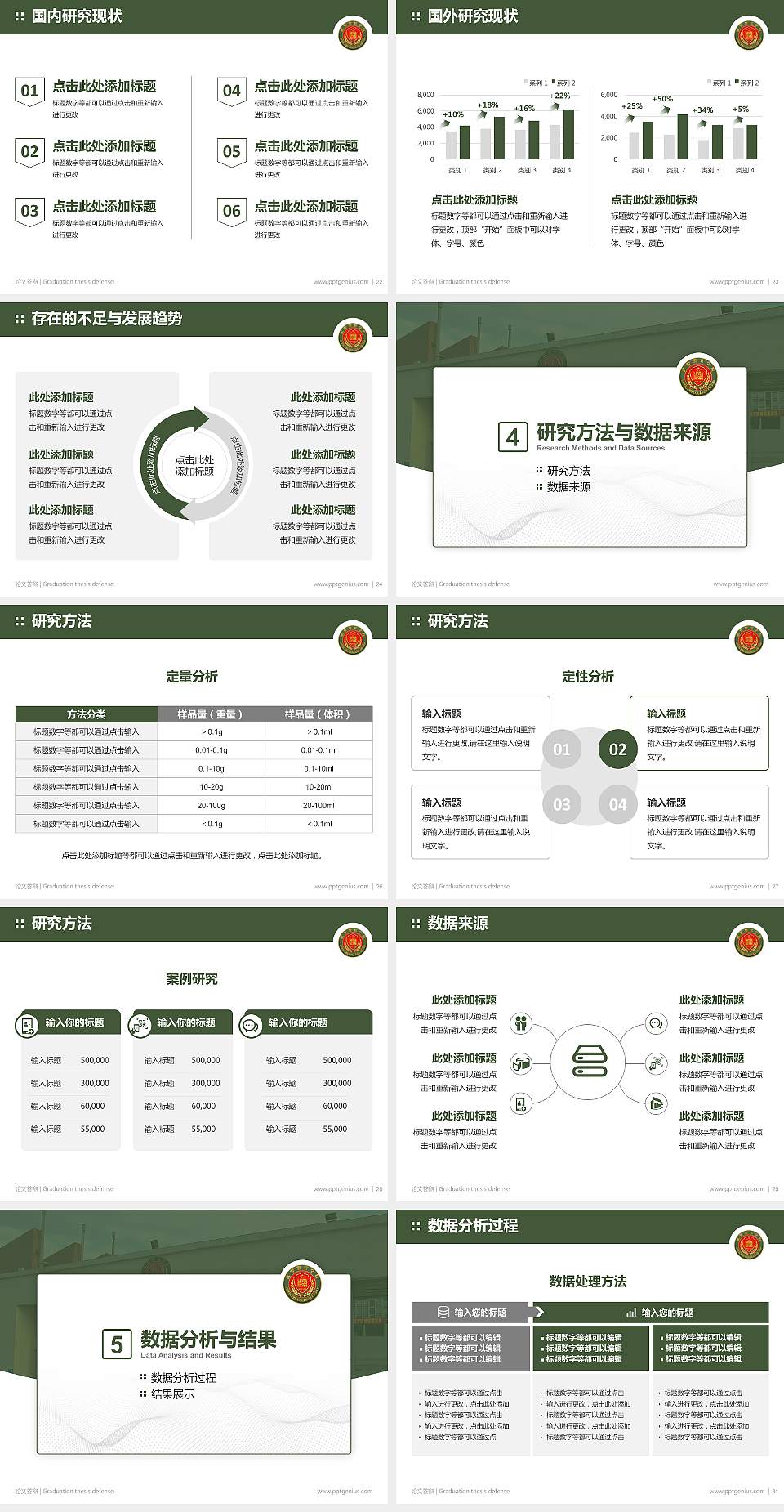 武警警官学院论文答辩标准PPT模板4:3格式幻灯片预览图4