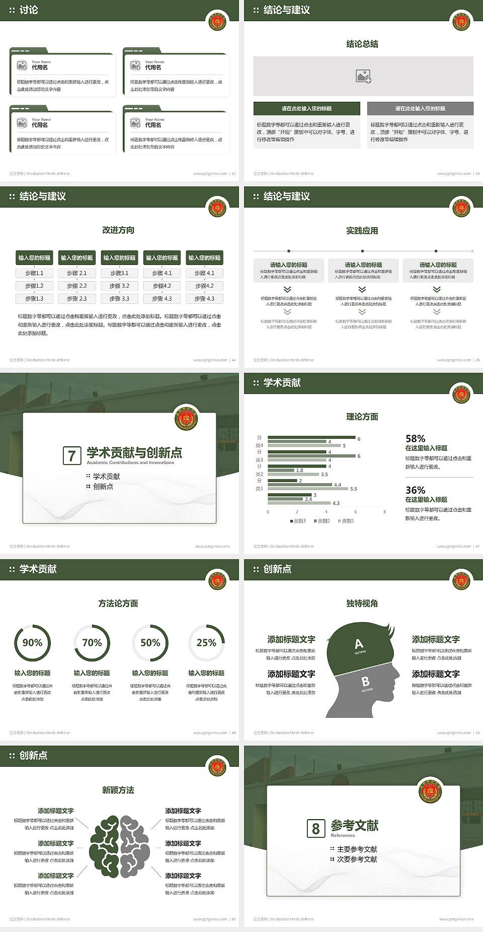 武警警官学院论文答辩标准PPT模板4:3格式幻灯片预览图6
