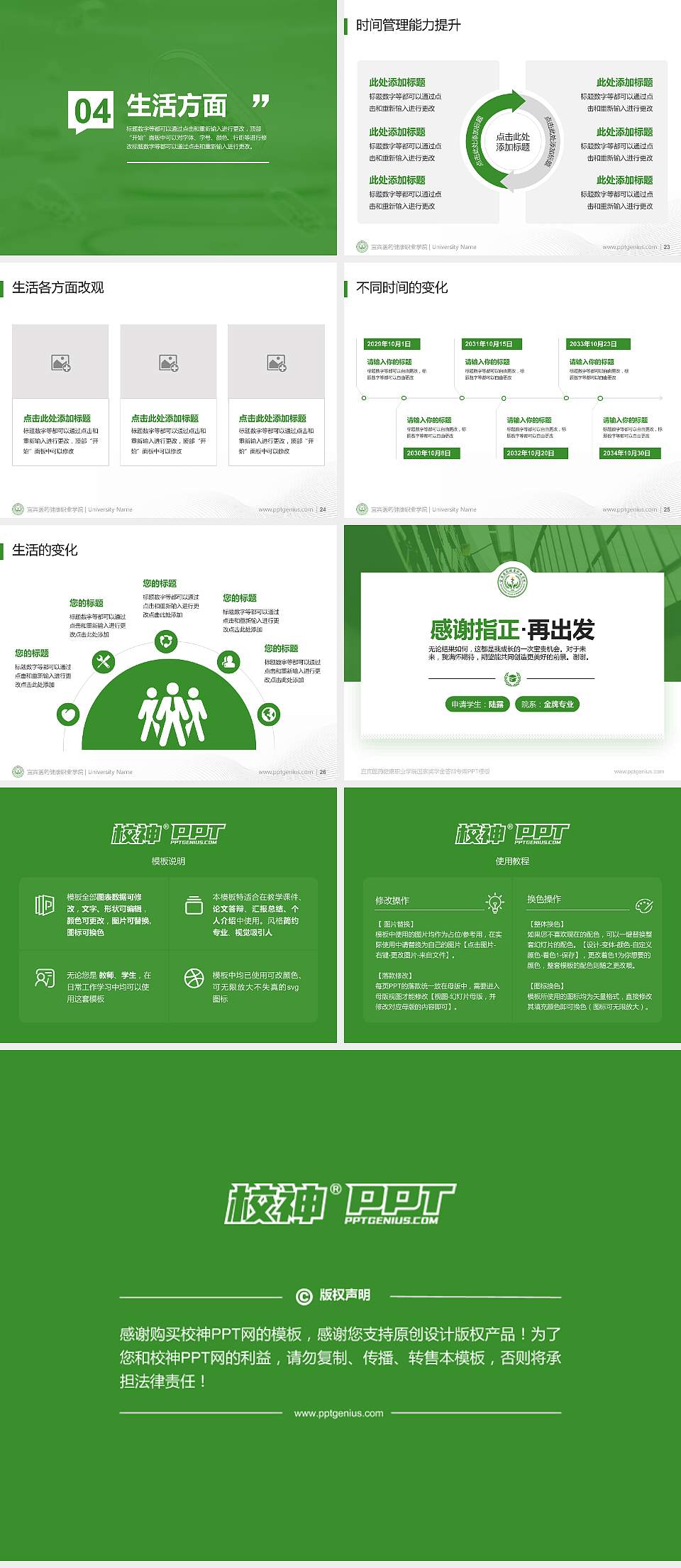 宜宾医药健康职业学院专用国家奖学金答辩PPT模板4:3格式幻灯片预览图4