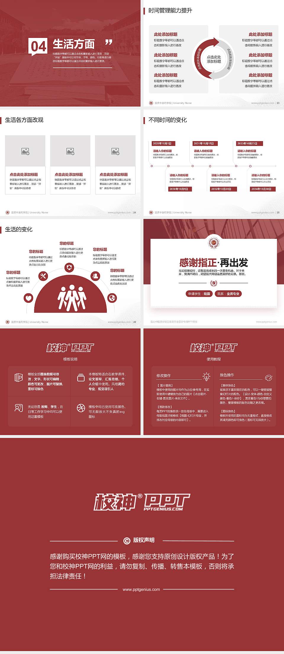 重庆中医药学院专用国家奖学金答辩PPT模板4:3格式幻灯片预览图4