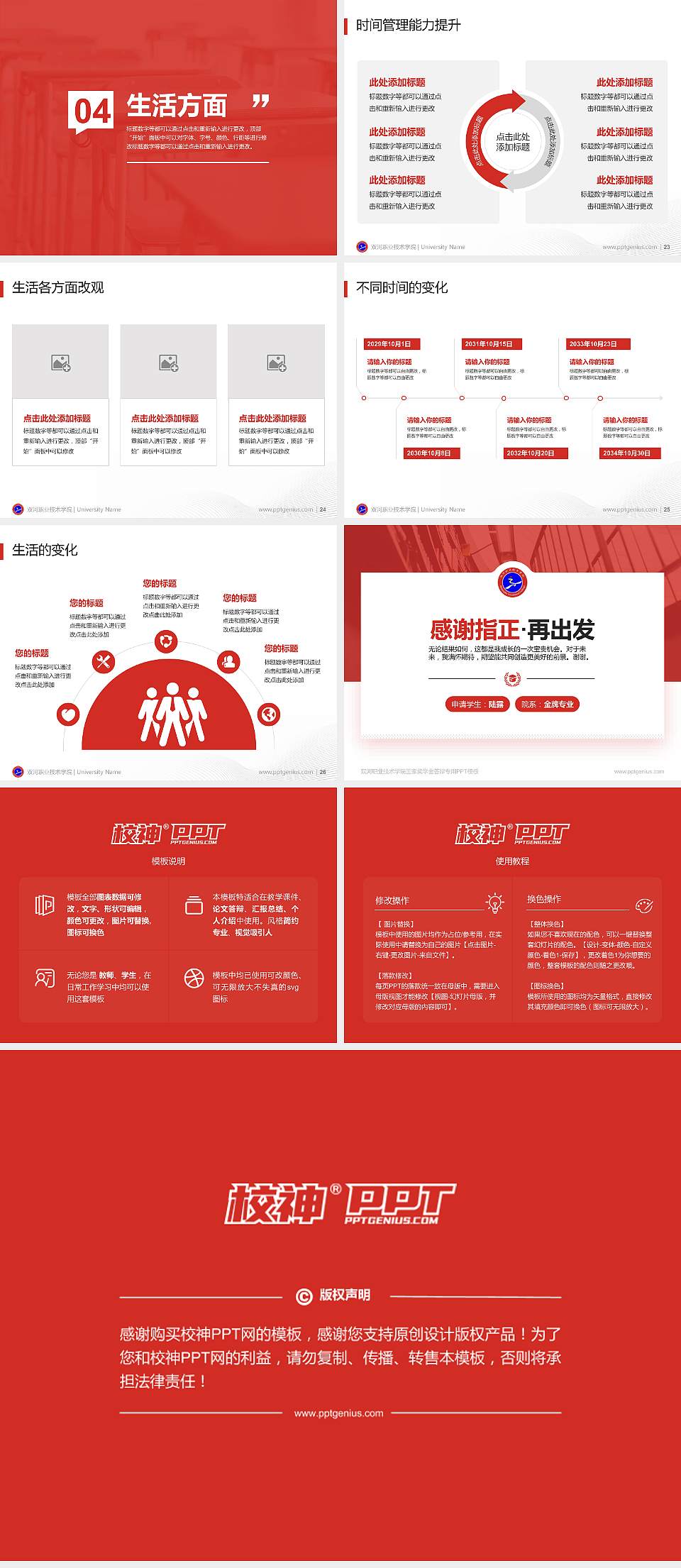 双河职业技术学院专用国家奖学金答辩PPT模板4:3格式幻灯片预览图4