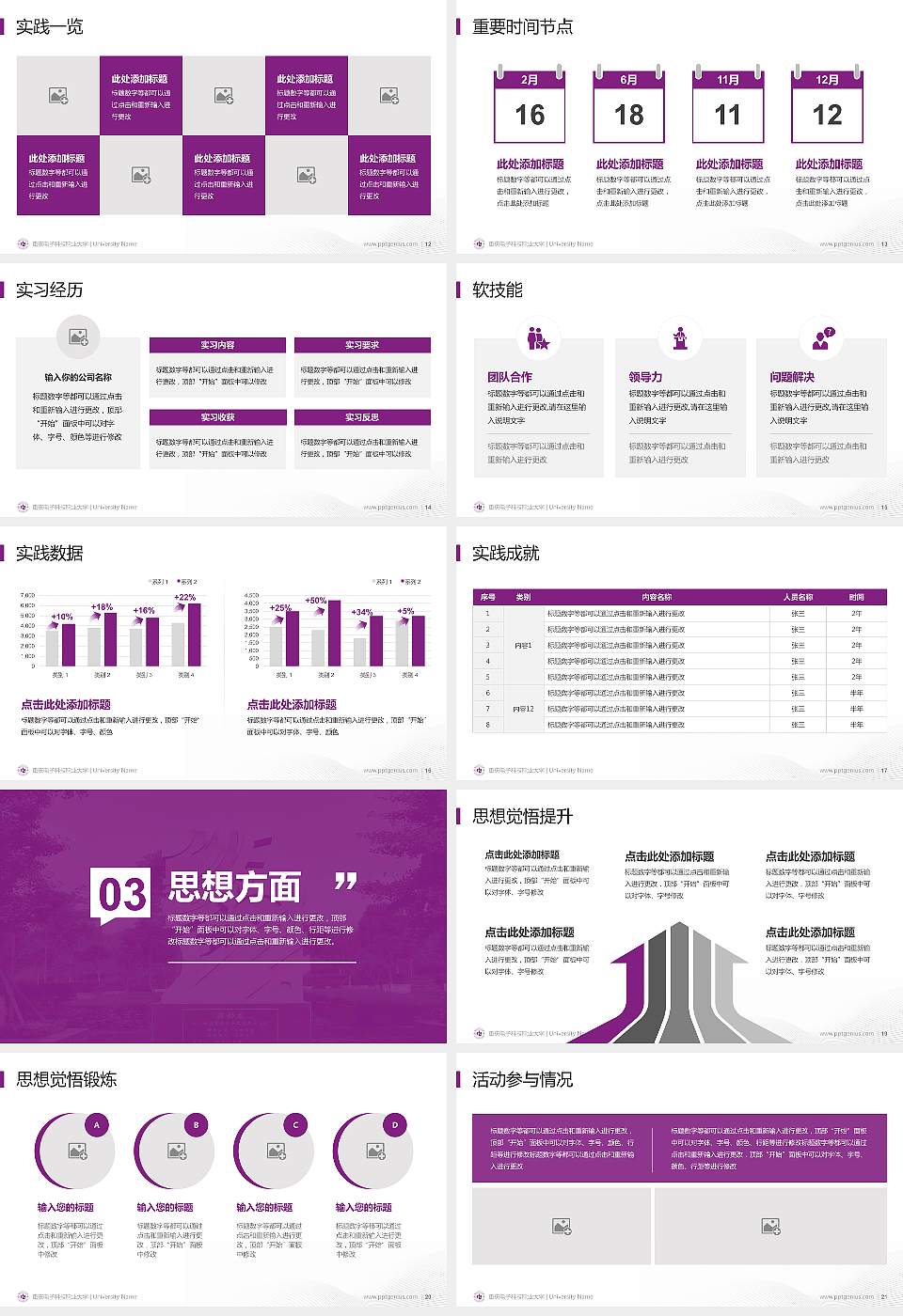 重庆电子科技职业大学专用国家奖学金答辩PPT模板16:9格式幻灯片预览图3