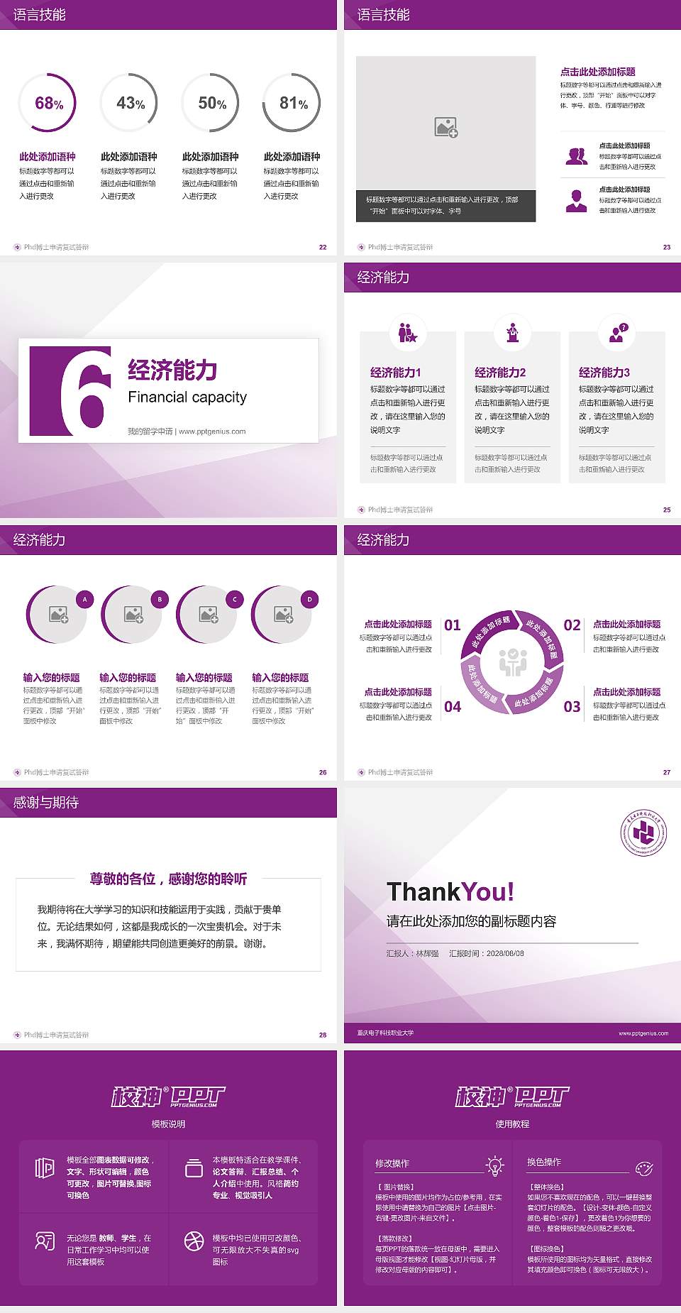 重庆电子科技职业大学PhD博士申请面试/复试答辩通用PPT模板4:3格式幻灯片预览图4