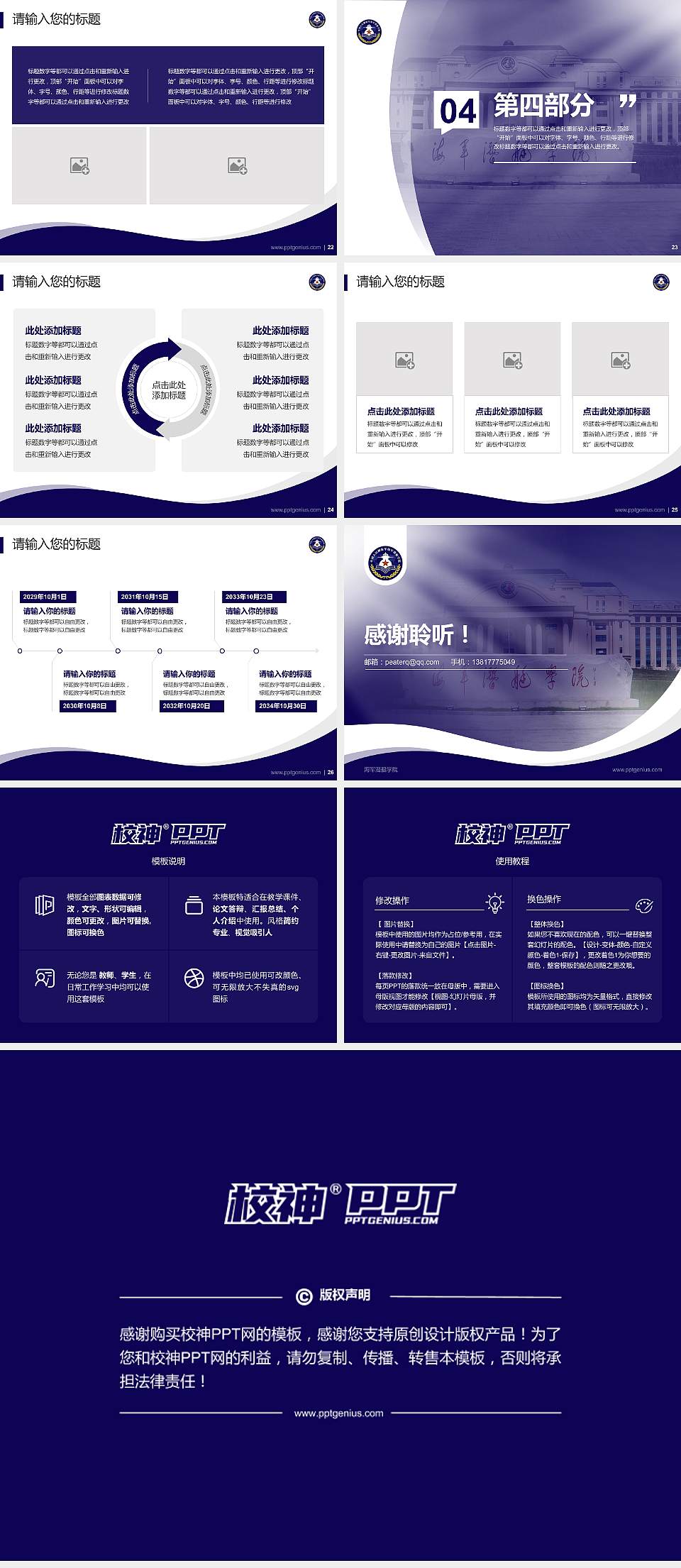 海军潜艇学院专题讲座/学术交流会PPT模板4:3格式幻灯片预览图4