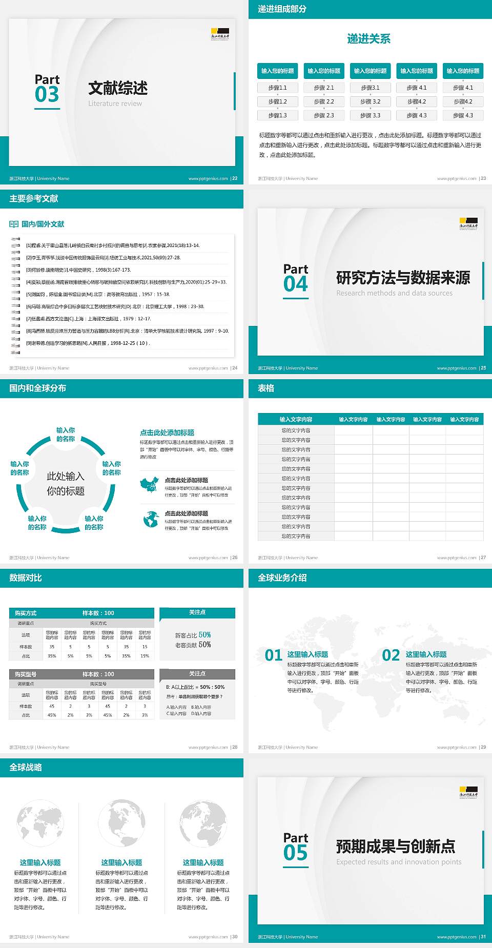 浙江科技大学硕士研究生/本科生毕业论文答辩/开题报告通用PPT模板4:3格式幻灯片预览图4