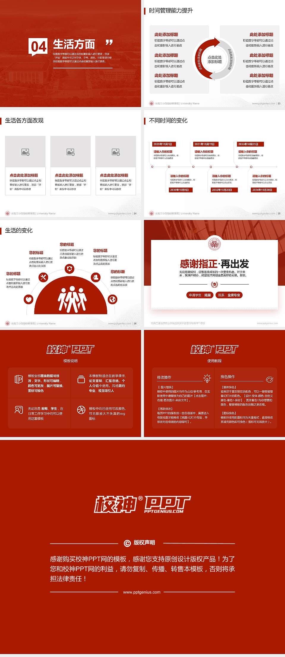 云南工业信息职业学院专用国家奖学金答辩PPT模板4:3格式幻灯片预览图4