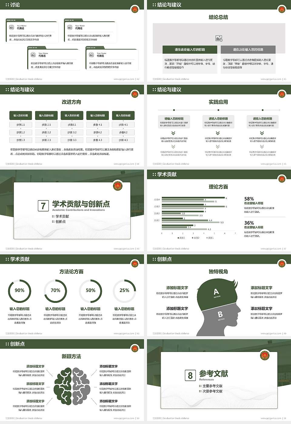 武警警官学院论文答辩标准PPT模板16:9格式幻灯片预览图6