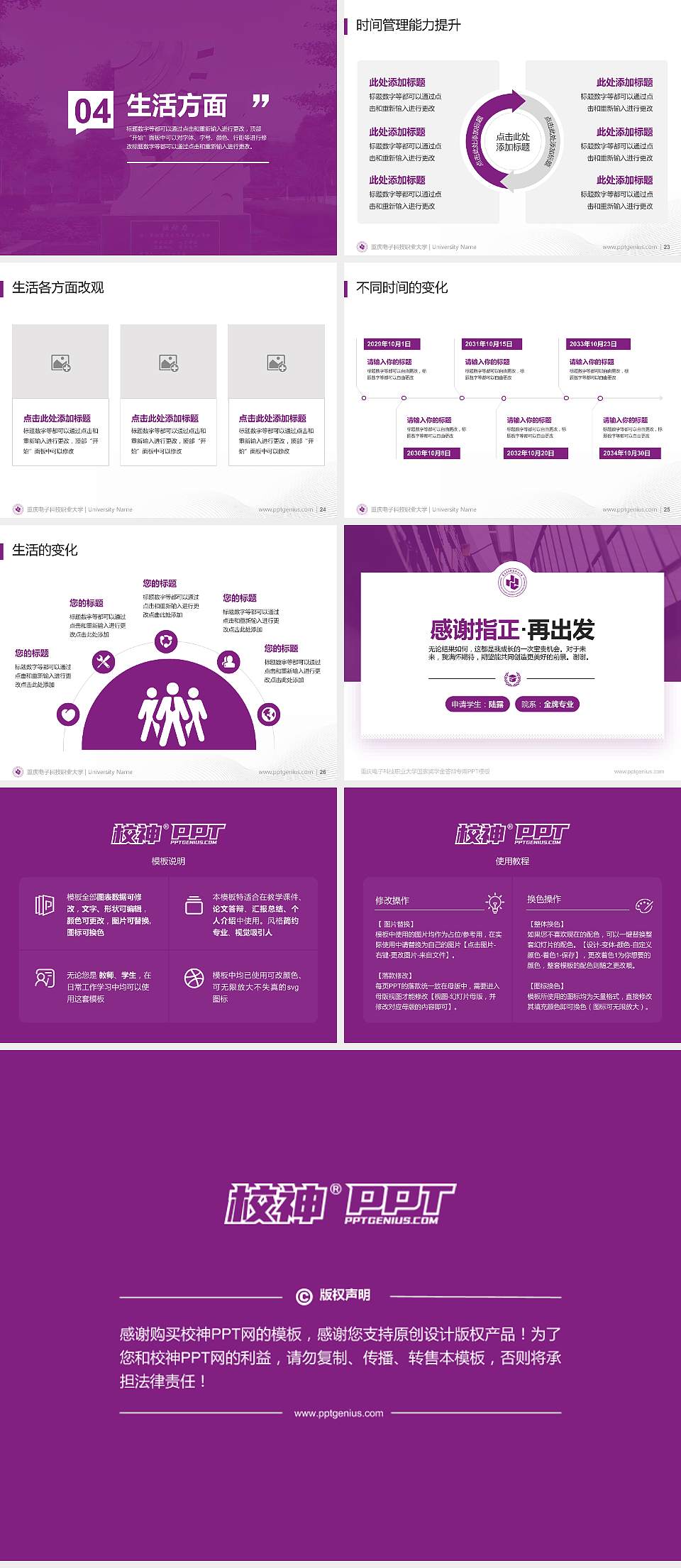 重庆电子科技职业大学专用国家奖学金答辩PPT模板4:3格式幻灯片预览图4