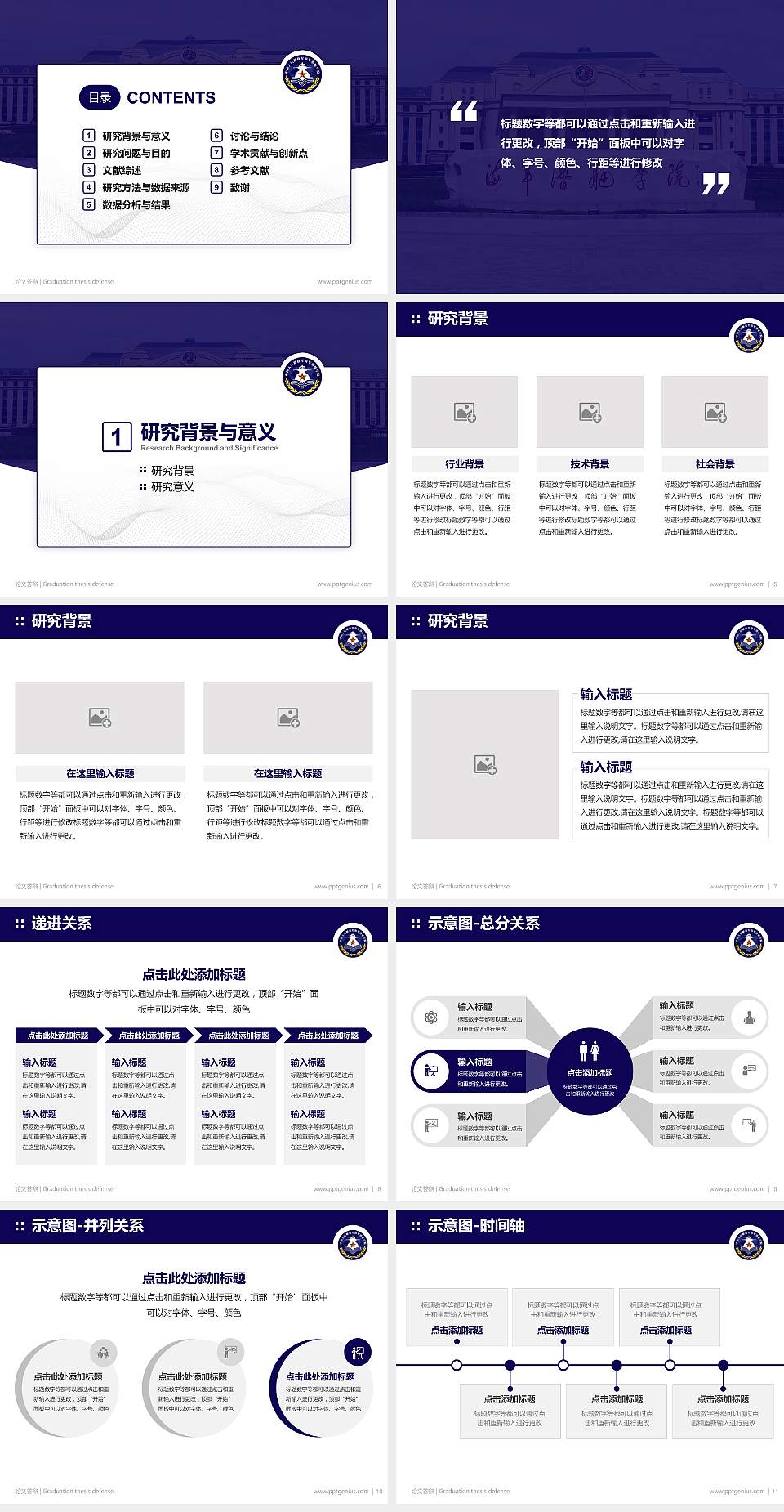 海军潜艇学院论文答辩标准PPT模板4:3格式幻灯片预览图2