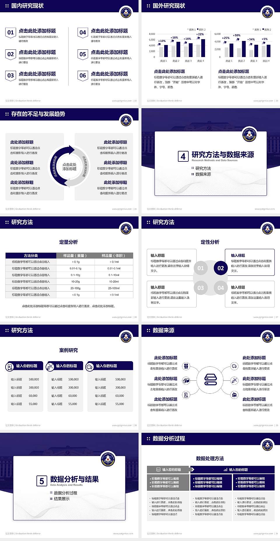 海军潜艇学院论文答辩标准PPT模板4:3格式幻灯片预览图4