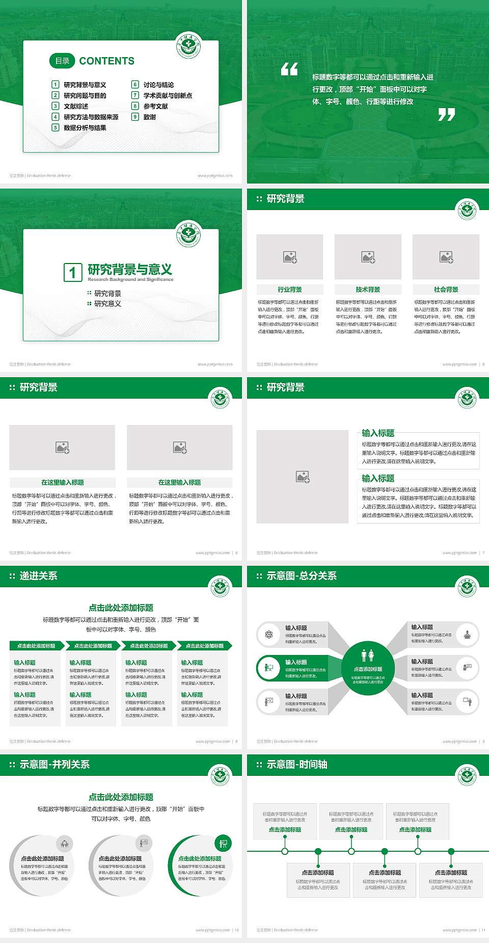 晋中健康学院论文答辩标准PPT模板4:3格式幻灯片预览图2