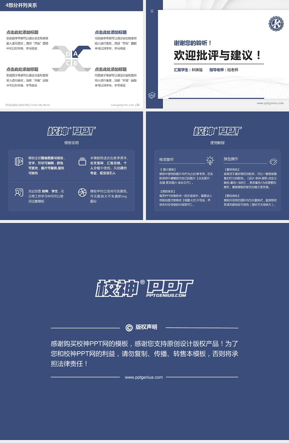 可克达拉职业技术学院硕士研究生/本科生毕业论文答辩/开题报告通用PPT模板4:3格式幻灯片预览图5