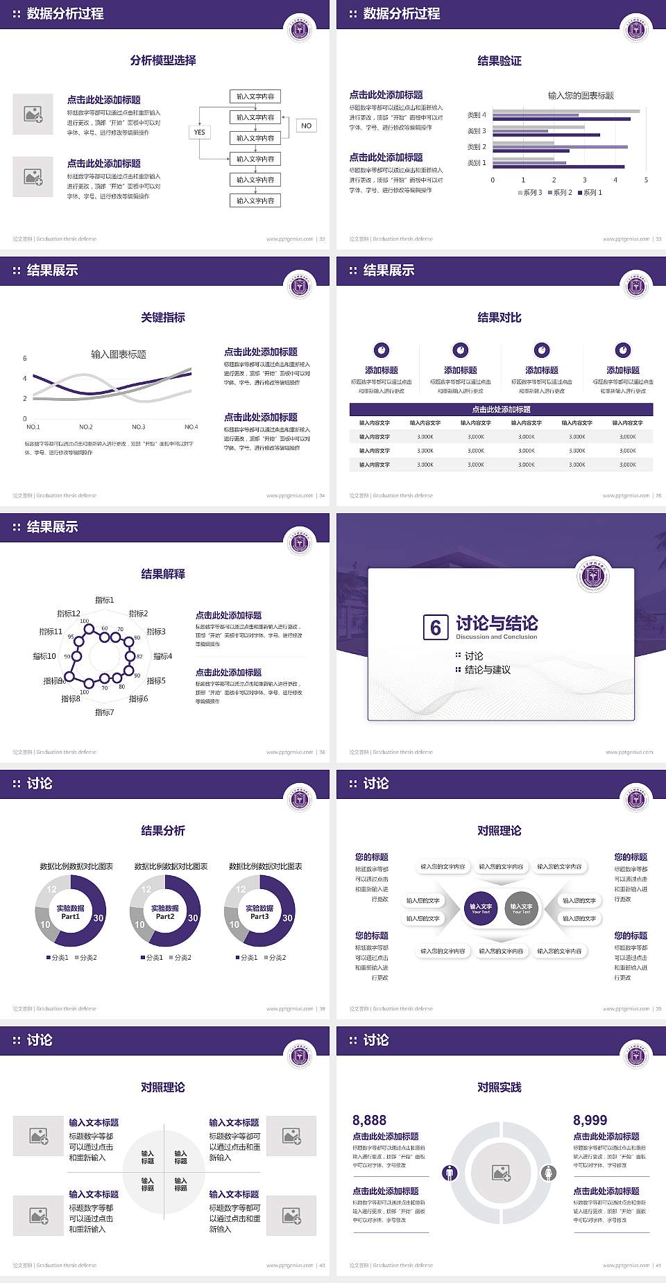 三亚护理职业学院论文答辩标准PPT模板4:3格式幻灯片预览图5